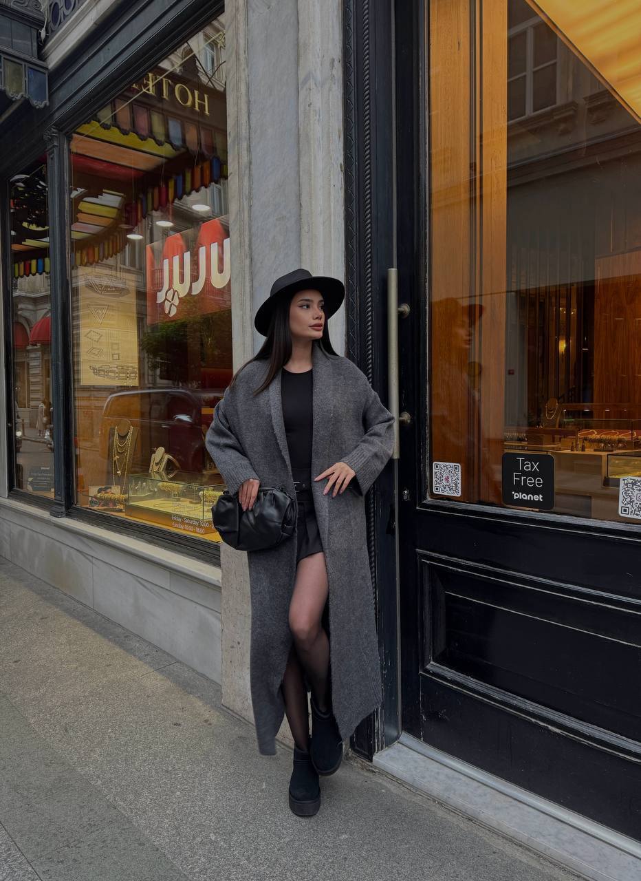 Wool Long Cardigan grey